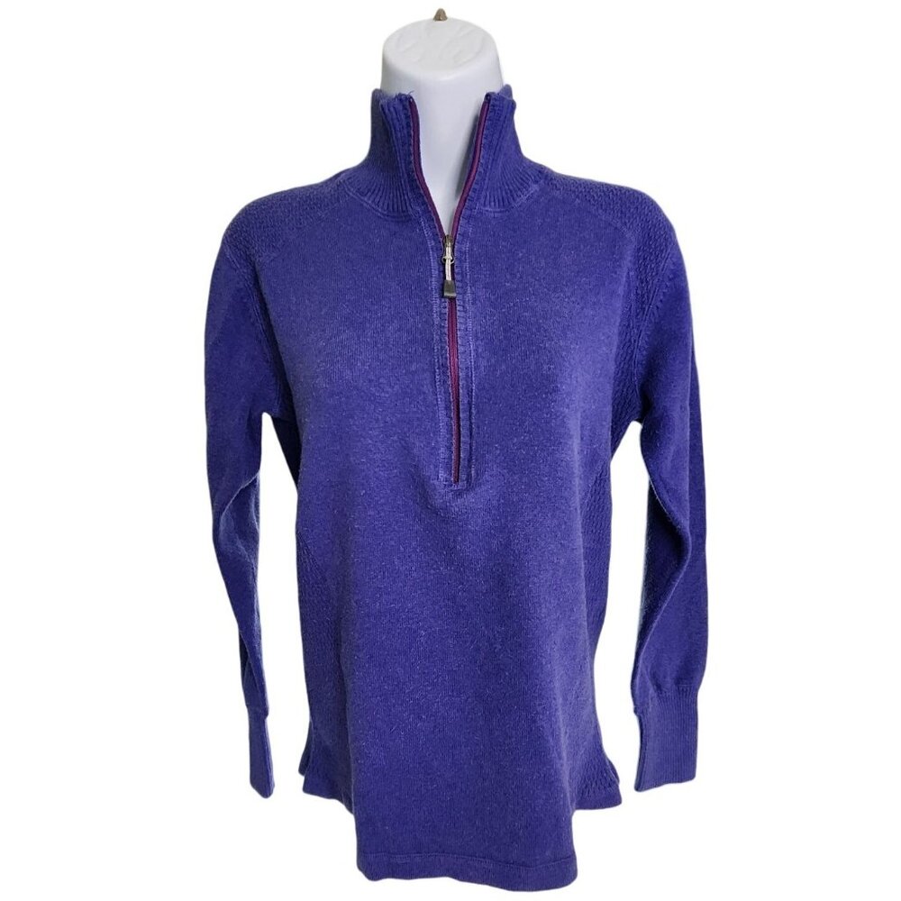 Eddie Bauer Sweater Womens Large Purple Half-Zip Long Sleeve